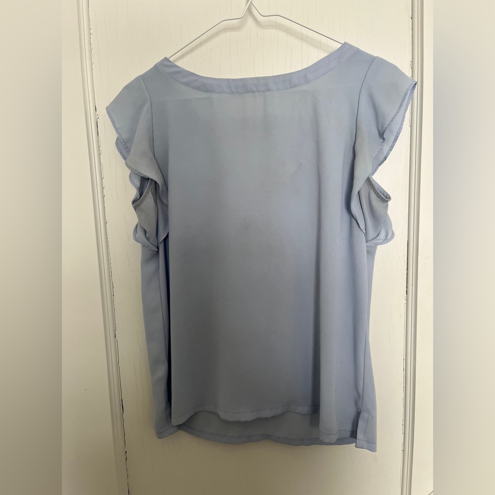Loft, lt blue flutter sleeve top, XS